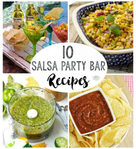 10 Easy Salsa Recipes | Salsa Party Bar Ideas | Stowandtellu.com #salsa #partybar #partyfood #cincodemayo #summerfood Cilantro Chimichurri Sauce, Cilantro Chimichurri, Mason Jar Ideas, Salsa Party, Salsa Bar, Mexican Food Dishes, Corn Salsa Recipe, Strawberry Salsa, Homemade Salsa Recipe