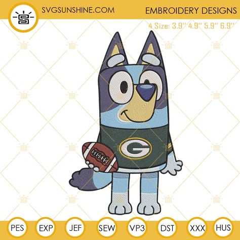 4.99Bluey Green Bay Packers Embroidery Designs, Bluey Packers Football Embroidery Files Bluey Cartoon Embroidery, Bluey Cartoon, Football Embroidery, 48 Birthday, Designs For Embroidery, Packers Football, Cartoon Embroidery, Cup Wrap, Embroidery Machines