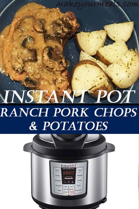 A one pot meal -pork chops made from fresh or frozen and potatoes all made pot in pot style and cooked in the Instant Pot. #ranchporkchop #potinpot #porkchop #instantpot #potatoes #onepotmeal #makeyourmeals Ranch Pork Chop Recipes, Instapot Pork Chops, Ranch Pork Chops And Potatoes, Pork Chops Potatoes, Instant Pot Pork Recipes, Recipes For Instant Pot, Instant Pot Pork Chops, Boneless Pork Chop Recipes, Pork Chops And Potatoes