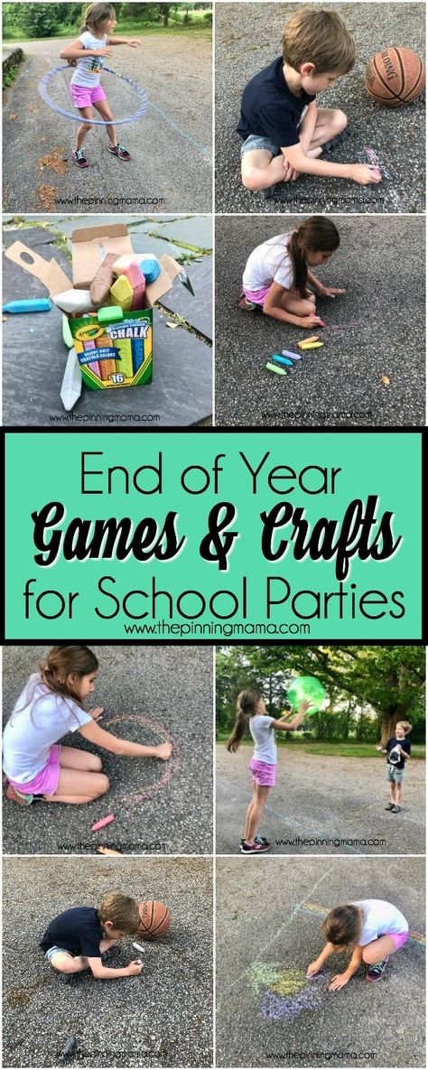 Ideas for End of Year school parties and crafts. Class Party Activities, Crafts For School, School Party Games, Classroom Party Games, Summer Preschool Crafts, Kindergarten Party, Summer Party Games, School Holiday Party, End Of Year Party