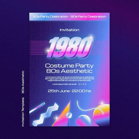 80s Theme Party Invitations, 80s Aesthetic Party, 80s Party Invitations, 80s Invitation, Aesthetic Invitation, Prom Invites, Fashion Show Invitation, Aesthetic Party, Invitation Examples