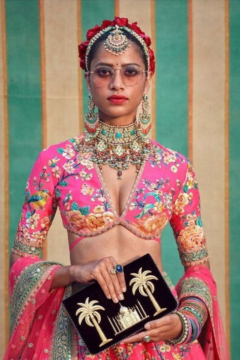 blouse designs for a pink lehenga Sabyasachi Blouse Designs, Sabyasachi Blouse, Sabyasachi Collection, Fancy Collar, Sabyasachi Mukherjee, Sabyasachi Sarees, Sabyasachi Bride, Saree Bollywood, Sabyasachi Lehenga