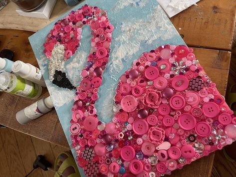 Flamingo Goods | Button art … 

on wooden canvas and I painted a sky 

This was a fun project | Facebook Flamingo Craft, Wooden Canvas, A Sky, Button Art, Art Project, Fun Projects, Project Ideas, Art Lessons, Christmas Ideas