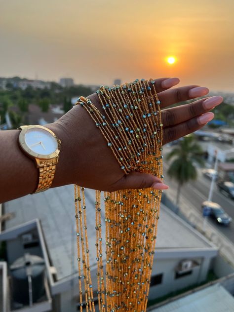 Waistbeads Designs, Gold Waist Beads, African Waist Beads, Waist Jewelry, Beads Design, Queen Shop, Belly Jewelry, Waist Beads, Bead Shop