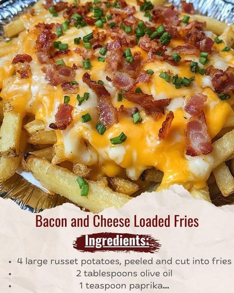 Easy Crockpot Recipes 🍲 | Take your fries to the next level with this Bacon and Cheese Loaded Fries recipe | Facebook Cheese Loaded Fries, Loaded Fries Recipe, Bacon And Cheese, Loaded Fries, Fries Recipe, Russet Potatoes, Bacon Cheese, Crockpot Recipes Easy, Cooking Tips