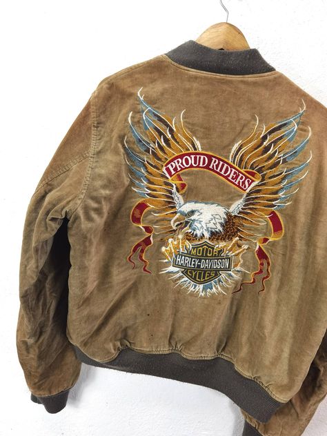 Vintage Harley Davidson, Vintage Harley, Suede Material, Brown Suede, Mens Outerwear, Leather Jacket Men, Vintage Men, Leather Men, Harley Davidson