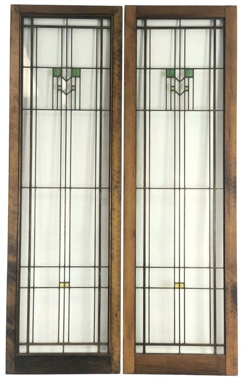 Frank Lloyd Wright Stained Glass Door Panels and Wang Dafan Chinese Painted Porcelain Table Screen in Jan. 1 Auction | EJ'S Auction & Appraisal Frank Lloyd Wright Stained Glass Pattern, Frank Lloyd Wright Stained Glass, Stained Glass Door, Glass Art Projects, Arts Crafts Style, Door Panels, Stained Glass Designs, Stained Glass Panels, Casement Windows