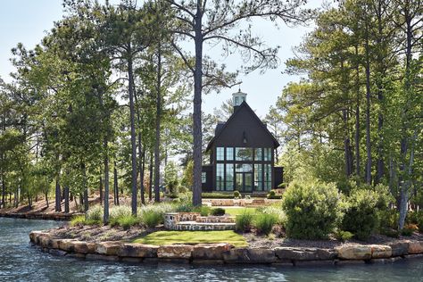 Lake Martin Alabama Houses, Cedar Lap Siding, House Structure, Zoysia Grass, Terraced Landscaping, Family Compound, Country Churches, Lake Garden, Old Country Churches