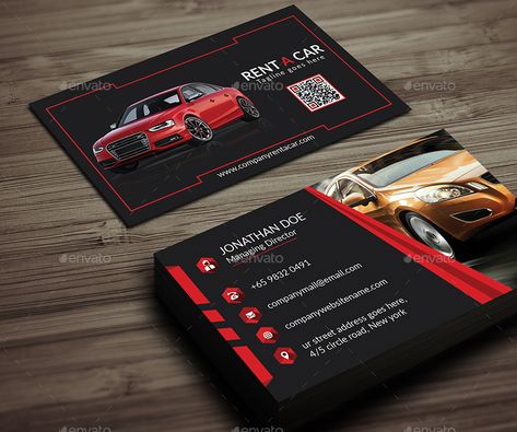 Car Business Card, Clean Business Card Design, Company Business Cards, Car Card, Business Card Template Psd, Rental Business, Modern Business Cards Design, Visiting Card Design, Cleaning Business Cards