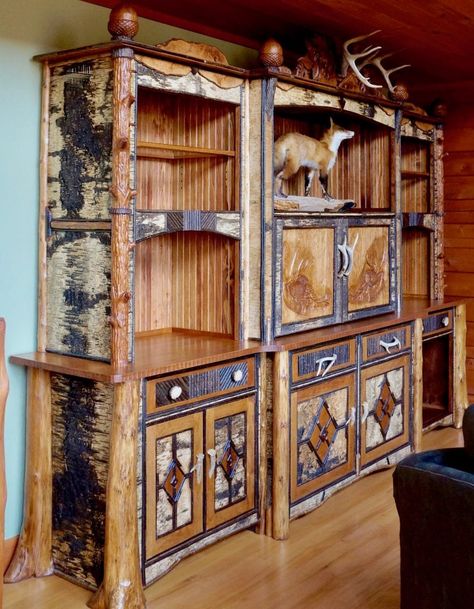 Adirondack Furniture Rustic, Rustic Log Furniture Bedroom, Rustic Sideboard With Hutch, Rustic Log Furniture The Home Depot, Adirondack Art, Rustic Alder Cabinet, Adirondack Decor, Southwestern Furniture, L Post