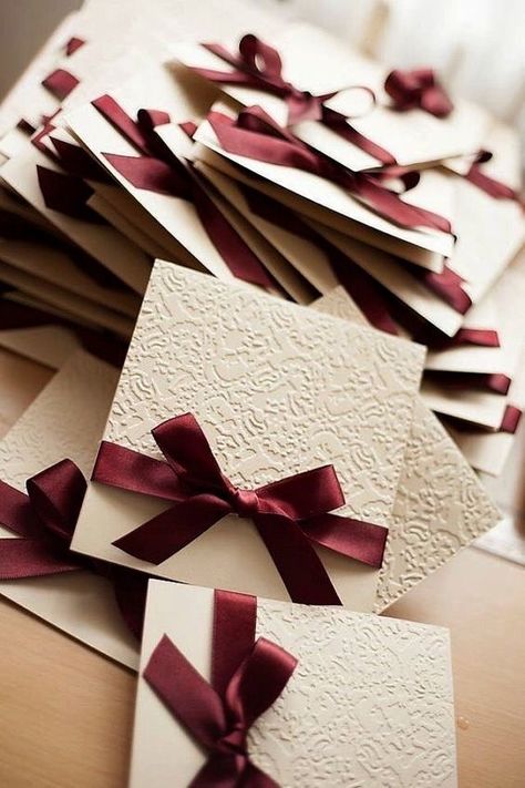 Embossed Invitations, Bow Invitation, Maroon Wedding, Bow Wedding, Cream Wedding, Bride Magazine, Cheap Wedding Invitations, Classic Wedding Dress, Wedding Bows