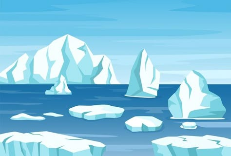 Iceberg Illustration, Polar Landscape, Melting Iceberg, Preschool Geography, Ice Drawing, Cap Drawing, Project Drawing, Draw Christmas, Glaciers Melting