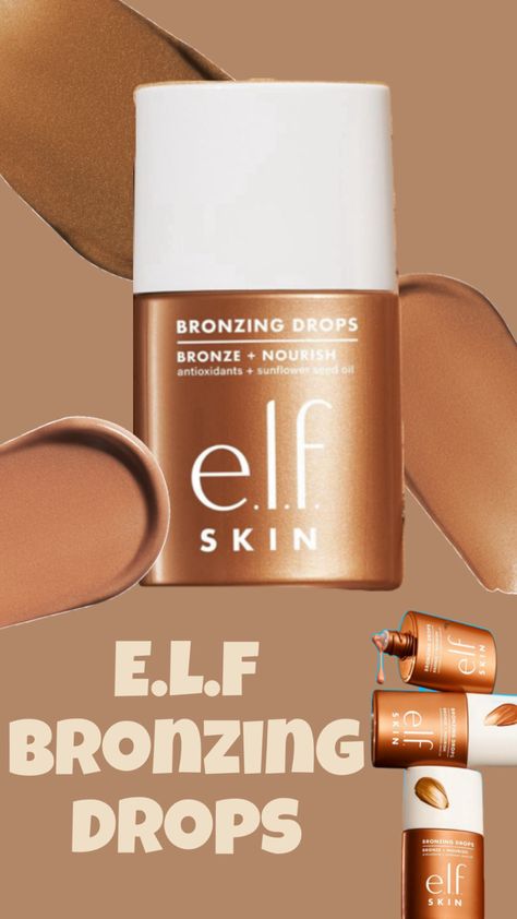 E.L.F Cosmetics Bronzing Drops! Drunk elephant D-Bronzi dupe! Bronzing Drops, Elf Cosmetics, Drunk Elephant, Elf, Elephant, Color