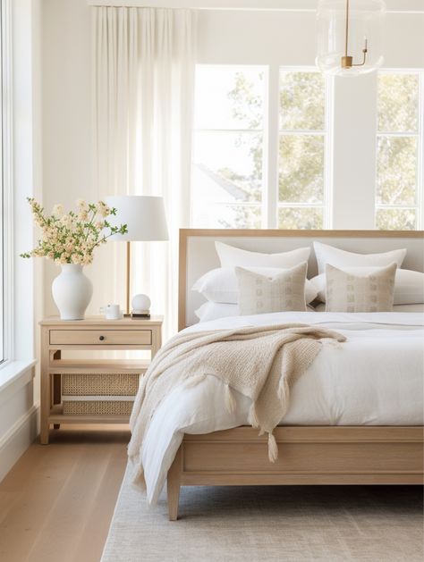 Cream And White Bedroom, Arranging Bedroom Furniture, Airy Bedroom, Wood Bedroom Sets, Wooden Bedroom, Oak Bedroom, Modern Luxury Bedroom, Luxurious Bedroom, Inspire Me Home Decor