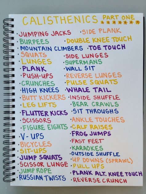 "Part One" of my list of calisthenic exercises. The next time my four kids are working quietly, I'll work on "Part Two." ;) Calisthenics Exercises List, Sunshine Activities, Calisthenic Exercises, Family Exercise, Oh Ho, Hit Workout, Kids Exercise, Basketball Coaching, Elementary Pe