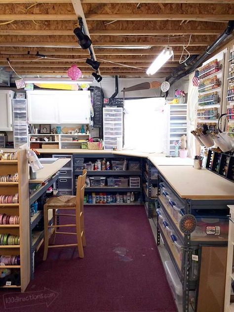 Craft Room Tour - a look inside my creative work space Creative Work Space, Basement Craft Rooms, Small Craft Rooms, Craft Shed, Dream Craft Room, Craft Room Design, Craft Space, Rooms Ideas, Scrapbook Room