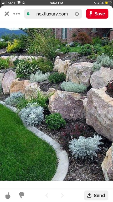 Colorado Landscaping, Rockery Garden, Sloped Backyard Landscaping, Landscaping A Slope, Landscaping On A Hill, Landscaping With Large Rocks Front Yard, Stone Landscaping, Landscaping With Boulders, Rock Garden Design