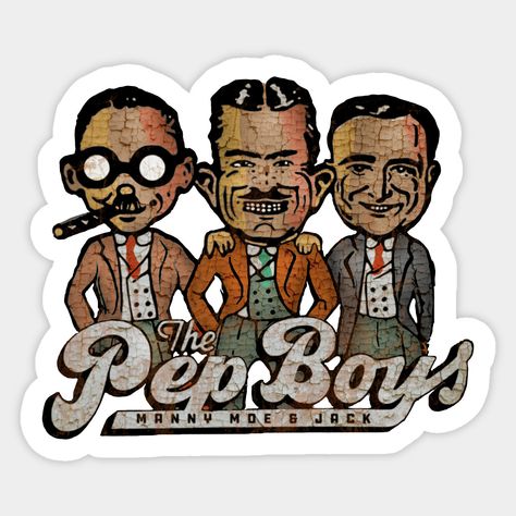 PEP Boys old and glorious Vintage -- Choose from our vast selection of stickers to match with your favorite design to make the perfect customized sticker/decal. Perfect to put on water bottles, laptops, hard hats, and car windows. Everything from favorite TV show stickers to funny stickers. For men, women, boys, and girls. Pep Boys, Hard Hats, Car Windows, Funny Stickers, Custom Stickers, Favorite Tv Shows, Vault Boy, Water Bottles, For Men