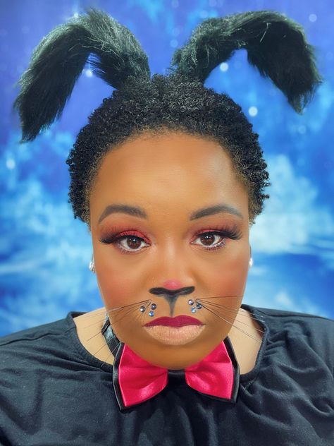 Cosplay. Naughty Bunni. Costume. Bunny makeup. Masqurade. Halloween Black Bunny Halloween Makeup, Black Bunny Costume Makeup, Bunny Prosthetic Makeup, Rabbit Pretty Makeup, Play Boi Bunny Halloween, Bunny Makeup, Cool Art, Halloween, Makeup