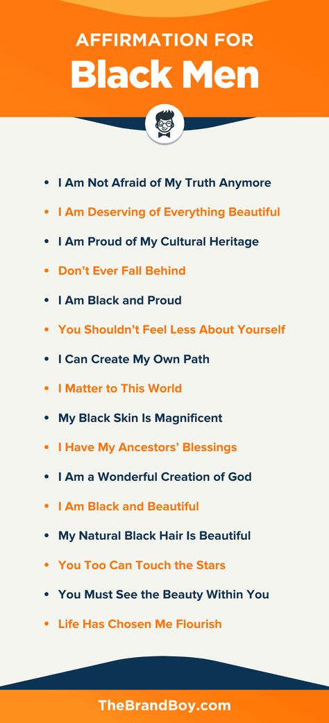 151+ Positive Affirmations for Black Men - theBrandBoy.Com Black Man Encouragement Quotes, Positive Affirmation For Black Man, Affirmation For Black Man, Men’s Affirmations, Prayers For Black Man, Black Spiritual Men, Black Man Affirmations, Men Affirmation Quotes, Mens Affirmations