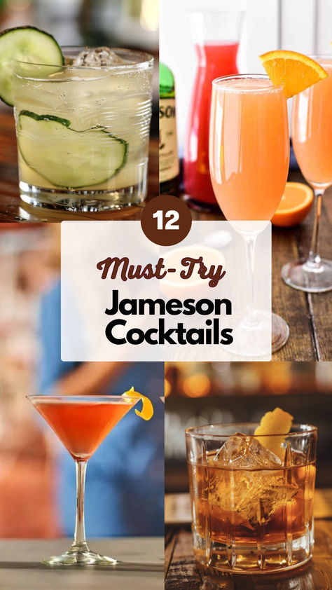 Jameson Cocktails Jamison Cocktail Recipes, Jameson Cocktails Recipe, Jameson Party Theme, Jameson Drinks Cocktails, Jameson Black Barrel Cocktails, Low Calorie Whiskey Drinks, Jameson Cocktails Easy, Jameson Drinks Recipes, Cocktails With Jameson Whiskey