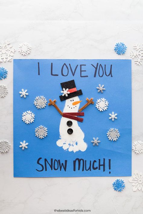 Footprint snowman - Christmas footprint art Footprint Snowman, Baby Christmas Crafts, Snowmen Activities, Footprint Craft, Handprint Christmas, Snowman Craft, Christmas Crafts For Toddlers, Footprint Crafts, Toddler Arts And Crafts