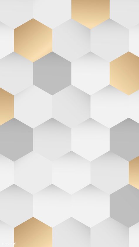 White and gold hexagon pattern background mobile phone wallpaper vector | premium image by rawpixel.com / Toon Photorealistic Drawings, Hexagon Background, Honeycomb Wallpaper, Gold Mobile, Bee Stencil, Yearbook Cover, Solar Tracker, Background Mobile, Hexagon Wallpaper