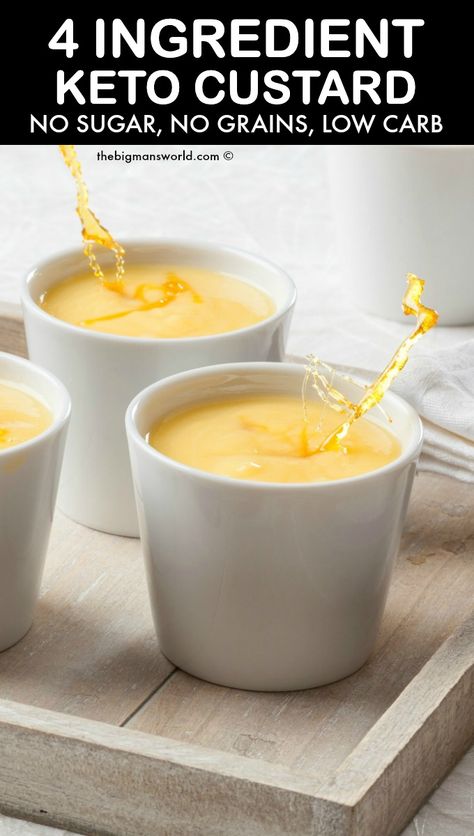 This easy keto custard recipe is a delicious baked egg custard made with 4 ingredients! No sugar, no grains, and just 2 grams net carbs! Keto Custard, Egg Custard Recipes, Keto Pudding, Keto Quiche, Custard Recipe, Breakfast Low Carb, Baked Egg, Baking Soda Beauty Uses, Egg Custard