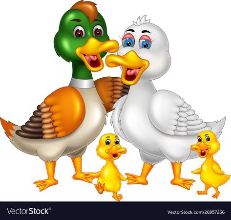 Funny duck family cartoon Royalty Free Vector Image Dream Catcher Vector, Cute Elephant Cartoon, Farm Animals Pictures, Animal Activities For Kids, Duck Family, Dream Catcher Patterns, Duck Cartoon, Preschool Activities Toddler, Disney Cartoon Characters