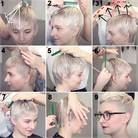 Cut Hair At Home, Hair Cut Guide, Bridal Party Hair, Diy Haircut, Super Short Hair, Hair Techniques, Medium Long Hair, Haircut For Thick Hair, Pixie Bob