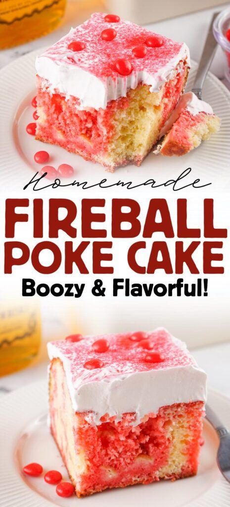 No Bake Fireball Cheesecake, Fireball Poke Cake, Fireball Dessert Recipes, Fireball Recipes Desserts, Fireball Birthday Cake, Fireball Desserts, Nutella Poke Cake, Desserts With Alcohol, Fireball Cake