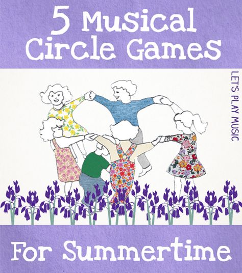 Musical Circle Games Perfect for Summertime from Let's Play Music Outdoor Music Games, Circle Games For Preschoolers, Lets Play Music, Music Activities For Kids, Singing Games, Kindergarten Music, Classroom Songs, Music Camp, Dance Camp