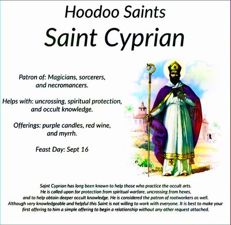 St Cyprian Of Antioch, Ancestor Magick, Hoodoo Saints, Saint Cyprian, St Cyprian, Hoodoo Conjure Rootwork, Hoodoo Rootwork, Financial Prayers, Hoodoo Magic