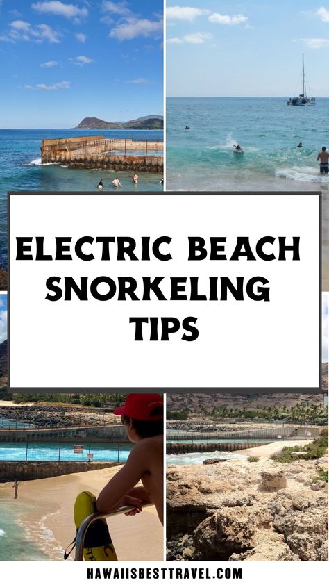 A scenic view of Electric Beach in Oahu, featuring tips for snorkeling and spotting marine life like sea turtles. Electric Beach Oahu, Snorkeling Tips, Beach Snorkeling, Mermaid Cave, Hawaii Guide, Beach Rules, Best Snorkeling, Beach Park, Sea Turtles