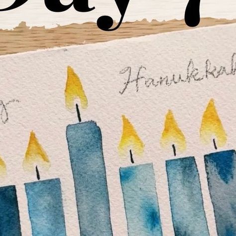 Watercolor Hannukah Cards, Watercolor Hanukkah Cards, Hanukkah Paintings, Hannukah Cards Watercolor, Hanukkah Watercolor Cards, Hanukkah Watercolor, Hanukkah Illustration, Paint Candles, Cards Drawing