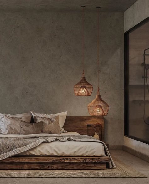 Neutral Linen Bedroom, Limewashed Bedroom, Wabi Sabi Nightstand, Limewash Bedroom Ideas, Earthy Luxury Bedroom, Tatami Bedroom Design, Limewash Bedroom, Wabi Sabi Bed, Wabi Sabi Style Bedroom