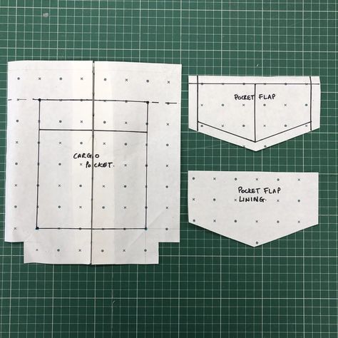 Pattern For Pockets, 3d Pocket Pattern, How To Make A Cargo Pocket, Sewing Cargo Pockets, Diy Cargo Pockets, How To Sew Cargo Pockets, Cargo Pant Pattern, Shirt Pocket Pattern, Pocket Pattern Template