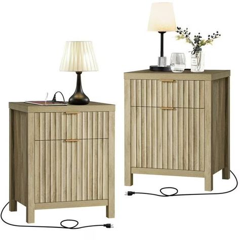 (10) Facebook Nightstand Ideas, Fluted Panel, Rose Gold Handle, Nightstand Set, Nightstand With Charging Station, Bedroom Nightstand, Farmhouse Side Table, 2 Drawer Nightstand, Gold Handles