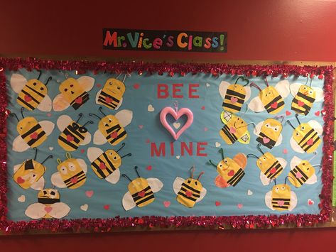 February Bulletin Board - Valentine’s Day - Bee Mine  #backtoschool #newschoolyear #bulletinboard #board #school #elementary #february #valentines #valentinesday #beemine #bemine #bee #art #artproject #kids #hearts Bee Mine Valentine Bulletin Board, Bee Mine Door Decoration, Bee Mine Bulletin Board, Valentines Preschool, February Bulletin Boards, Valentine Bulletin Boards, Valentines Day Bulletin Board, Bee Mine Valentine, Brag Board