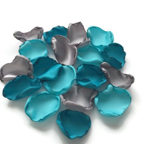 Wedding decor https://www.etsy.com/listing/537244475/turquoise-aqua-blue-and-grey-mix-flower #wedding #bridal #handmade #etsyseller #weddingplanner Rose Petals Table Decor, Teal And Grey Wedding, Flower Girl Petals, Bridal Shower Decor, Teal Wedding, Turquoise Wedding, Wedding Table Decorations, Ivory Flowers, Etsy Wedding