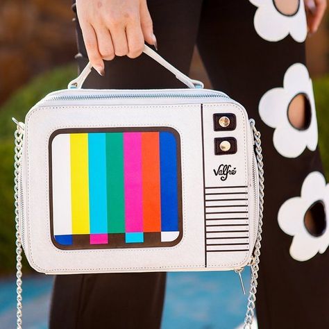 Valfré on Instagram: “The Color Bar Purse 📺 #valfre” Shaped Purses, Drag Ideas, Funky Purses, Novelty Handbags, Novelty Purses, Funny Bags, Tv Design, Unique Purses, Novelty Bags