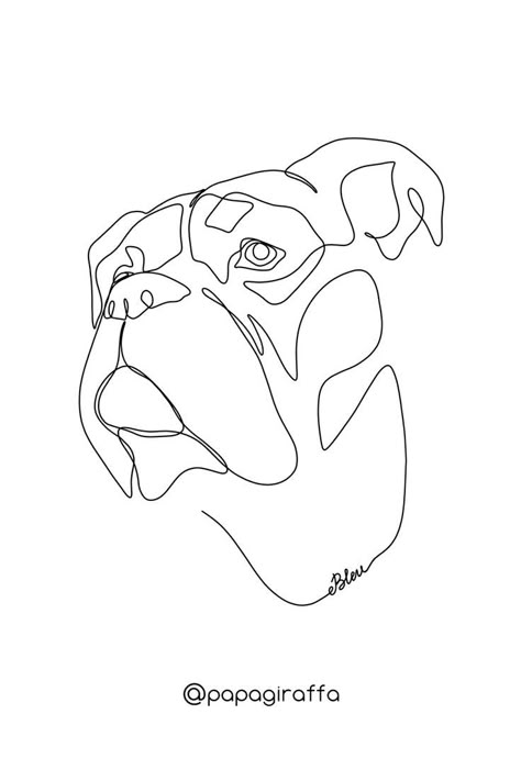 Boxer Outline Tattoo, Boxer Dog Line Art Tattoo, Boxer Dog Outline Tattoo, Dog Outline Drawing, Tattoos Stencil, Small Watercolor Tattoo, Dog Pencil Drawing, Cat Portrait Tattoos, Pitbull Tattoo