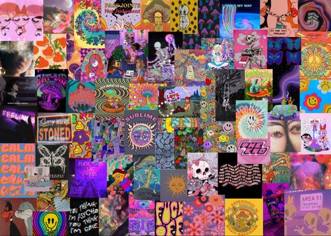 Trippy Wallpaper Laptop, Trippy Laptop Wallpaper, Trippy Collage, Ripndip Wallpaper, Macbook Background, Groovy Aesthetic, Aesthetic Rock, Collage Wallpapers, Teen Aesthetic