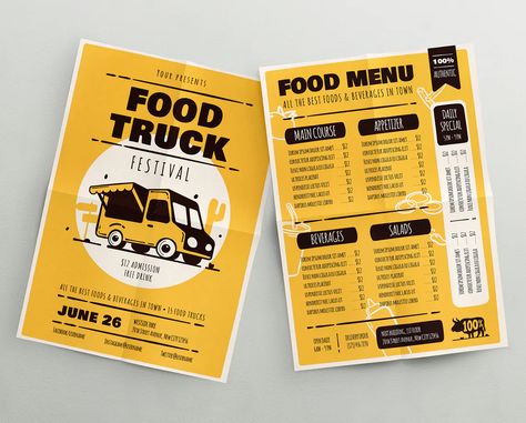 Food Truck Invitation, Menu Design Inspiration, Food Truck Menu, Mises En Page Design Graphique, Truck Festival, Food Truck Festival, Festival Flyer, Food Menu Design, Food Truck Design