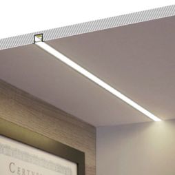 Profilo led per cartongesso da incasso FLAT + Kit montaggio – Vendita Illuminazione Home Lighting Design, Home Grown Vegetables, Strip Led, Rich Home, Bar Led, Led Light Fixtures, Cool Lamps, Lighting Design Interior, Coffered Ceiling