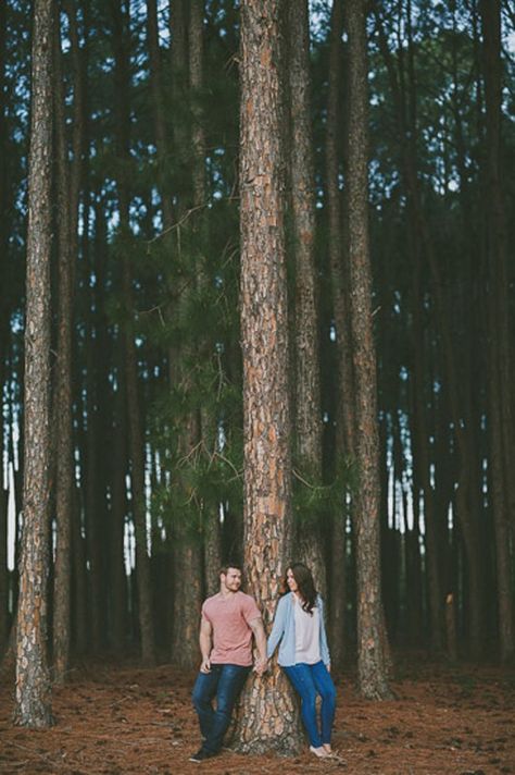 Forest Engagement Photos, Forest Engagement, Pre Wedding Photoshoot Outdoor, Romantic Engagement Photos, Camping Photography, Pre Wedding Poses, Pose Fotografi, Wedding Couple Poses, Couple Picture Poses