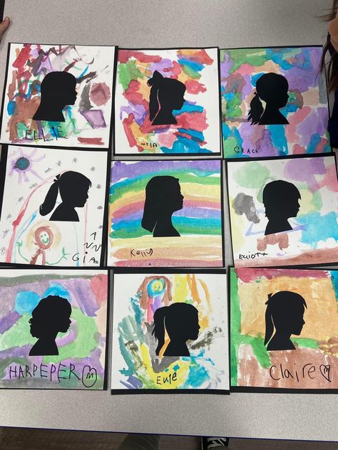 Preschool Silhouette Craft, Side Profile Photo, Line Art Lesson, Square 1 Art, Self Portrait Art, Physical Activities For Kids, Kindergarden Activities, Classroom Art Projects, Kids Art Class