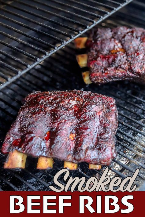 Tender, meaty, beef smoked ribs using the 3-2-1 method of smoking. Beef Ribs Smoked, Beef Kofta Recipe, Smoked Beef Back Ribs, Smoked Beef Short Ribs, Bbq Beef Ribs, Smoked Beef Ribs, Beef Back Ribs, Traeger Grill Recipes, Beef Ribs Recipe