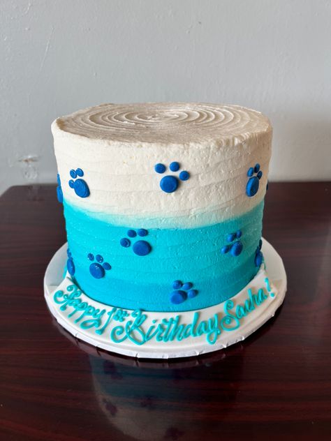 Paw Print Birthday Cake, Puppy Theme Smash Cake, Cake With Paw Prints, Paw Print Cake, Blues Clues Cake, Paw Print Cakes, Whale Cakes, Blue's Clues Birthday Party, 12th Birthday Cake