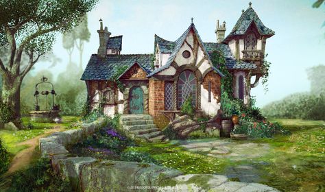 justinandtheknightsofvalour.com/artof Cottage Concept Art, Fantasy Cottage, Fantasy Town, Fairytale Cottage, Images Disney, Medieval Houses, Fantasy House, Fantasy Places, 판타지 아트